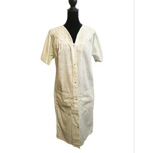 WOMEN'S GABRIELLE PATIO HOUSE LOUNGE DRESS Size M Snap Front - Deep Pockets